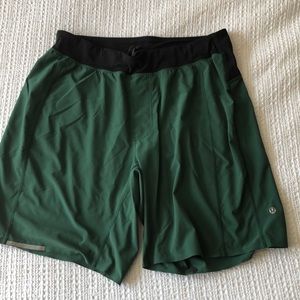Large green Lululemon gym shorts